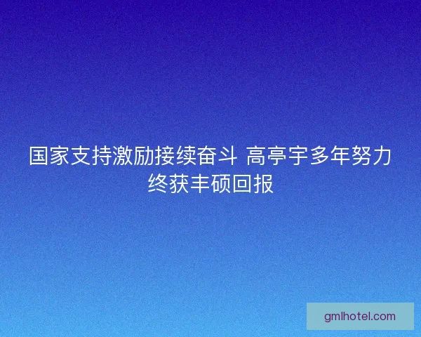 国家支持激励接续奋斗 高亭宇多年努力终获丰硕回报