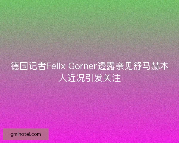 德国记者Felix Gorner透露亲见舒马赫本人近况引发关注